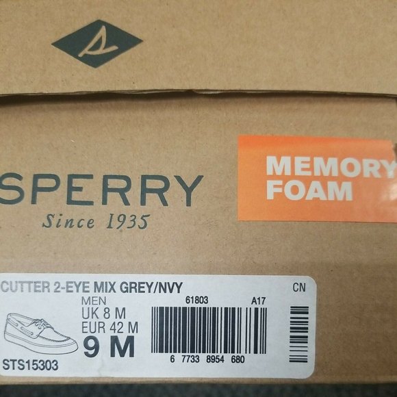 Sperry Top Sider Boat Shoes Mens 9 M Cutter 2 Eye Casual  Sperry Top Sider Mens Cutter STS15303 2-Eye Gray/Navy Canvas Boat Shoes Size 9M